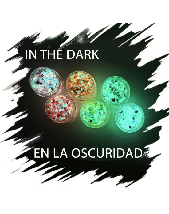 UV, luminescent and fluor Chunky Mix Glitter 3g. 6 Shades