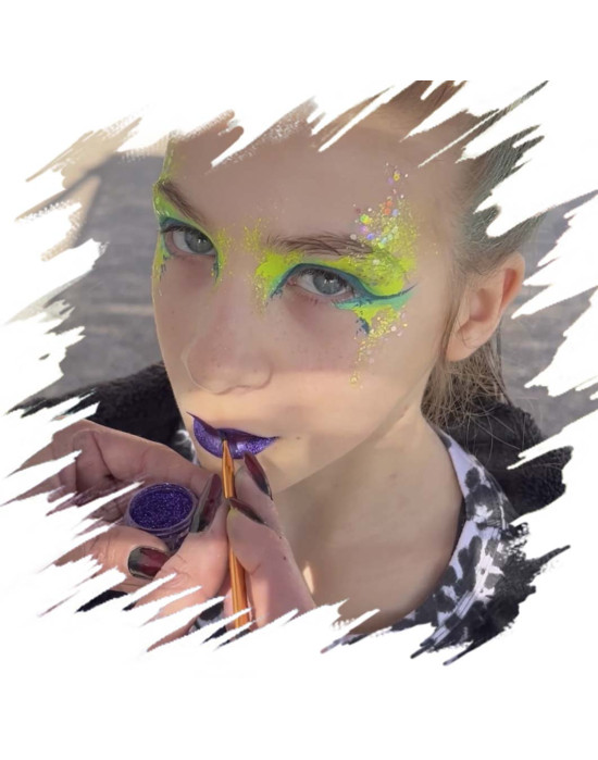 Makeup and glitter stands for parties and events.